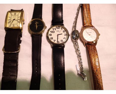 Five mixed ladies wristwatches. P&amp;P Group 1 (£14+VAT for the first lot and £1+VAT for subsequent lots) 