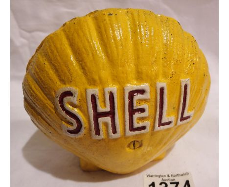 Cast iron Shell money box, H: 15 cm. P&amp;P Group 1 (£14+VAT for the first lot and £1+VAT for subsequent lots) 