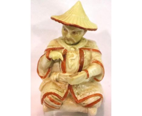 Oriental porcelain nodding figure with hat, no chips, cracks or visible restoration, H: 10 cm. P&amp;P Group 1 (£14+VAT for t