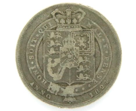 1824 silver shilling of George IV. P&amp;P Group 1 (£14+VAT for the first lot and £1+VAT for subsequent lots) 