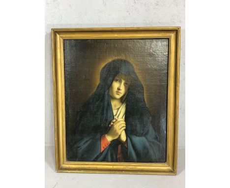 After Sassoferrato La Virgine Addolorata, oil on canvas, Label to reverse reads "Sassoferrato (Giovanni Battista Salvi) - LA 