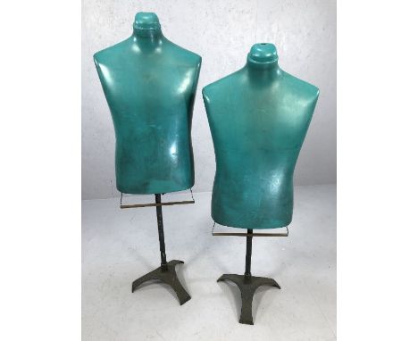 Pair of vintage mannequins on wrought iron tripod bases