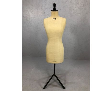 Original Vintage mannequin on tripod base with linen stitched torso overall height 150cm 