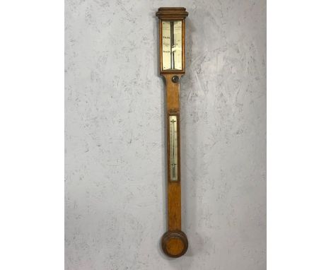 19th century oak stick barometer by Elliot `Brothers ,56 Strand, London 96cm