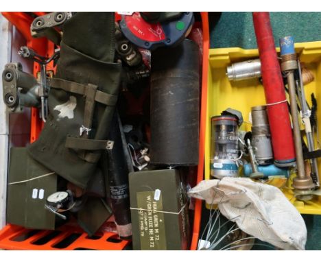Large quantity of various assorted military items including inert munition, device parachutes, dummy rounds, military tool ki