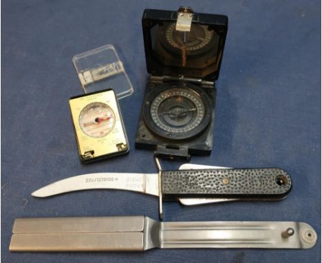 British military Joseph Rodgers of Sheffield survival knife with sheath 220/2202, a compass Magnetic Marking MKI with broad a