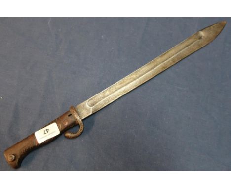 WWI German Mauser bayonet with 14 1/2 inch blade marked WFFENFABRIK Mauser A.G DBERNDORFA (lacking scabbard) 