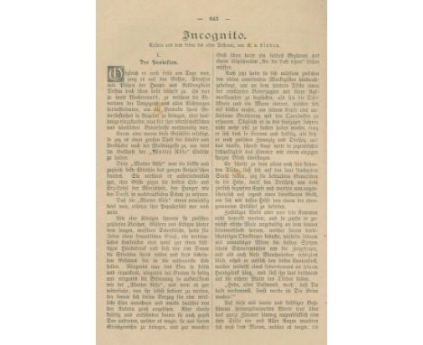 (May,K. Pseud.:) E.von Linden.: Incognito. In: Saxonia. Patriotische Unterhaltungsblätter für die Armee, sowie Militär-Verein