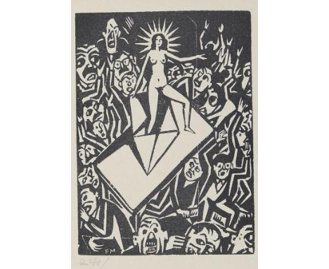 Masereel, Frans: (1889 Blankenberghe - Avignon 1972). Holzschnitt aus Die Idee. Ca. 9 x 6,5 cm. Im Stock monogr. sowie unten 