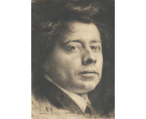 Stauffer-Bern, Karl: (1857 Trubschachen - Florenz 1891). Portrait Peter Halm nach rechts. Radierung bei Gesellschaft f. vervi