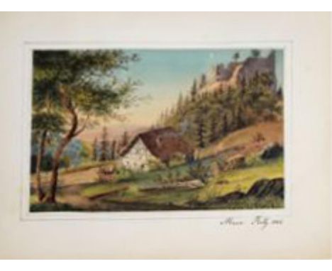 Karlsruhe.: 2 Skizzen-/Freundschafts-Alben des Friedrich Schrickel und der Amelie Schrickel (Karlsruhe um 1850).  Dr. Johann 