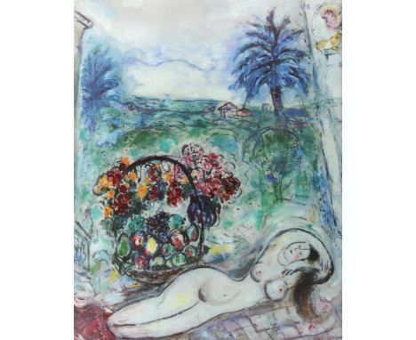 Chagall, Marc: (1887 Peskowatik bei Witebsk - Saint-Paul-de-Vence 1985), nach. Akt mit Blumenkorb. - Der blaue Geiger. 2 Nach