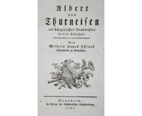 Iffland,A.W.: Albert von Thurneisen, ein bürgerliches Trauerspiel in vier Aufzügen. Mannheim, Schwan 1781. 128 S. - ╔Angebund