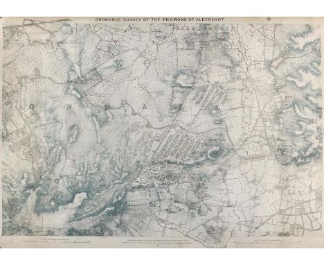 Aldershot.: Ordnance survey of the environs of Aldershot. Scale Six Inches to One Statute Mile 1: 10.560. Farbige Zinkographi