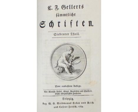 Gellert,C.F.: Sämmtliche Schriften. Neue verb. Aufl. 10 Tle. in 10 Bdn. Lpz., Weidmann Erben u. Reich 1784. Mit gest. Portrai
