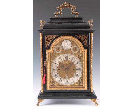 ANDREAS WACHTER IN SCHWECHAD. A MID 18TH CENTURY AUSTRIAN QUARTER CHIMING VERGE BRACKET CLOCK the ebonised case with inverted