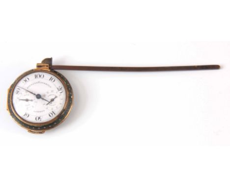 SPENCER &amp; PERKINS, LONDON. A GEORGE III SHAGREEN AND GILT BRASS PEDOMETER the hinged watch style case enclosing a 45mm co