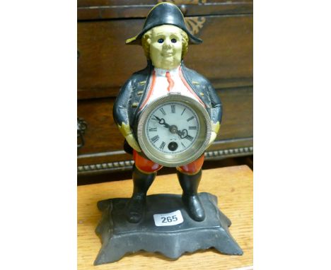 American painted figure mantel clock 