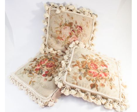 3 floral tapestry upholstered cushions 