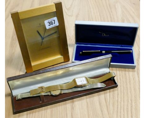 Gents Rotary wristwatch, ladies watch, Quartz clock and a Christian Dior pen 