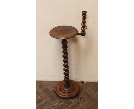 Victorian mahogany barley twist column torchere with candle bracket 