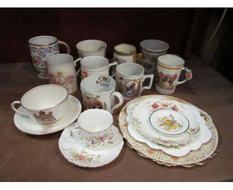 A collection of Royal Commemorative cups, saucers and plates, Victoria, George V and Mary, Paragon examples etc (15)