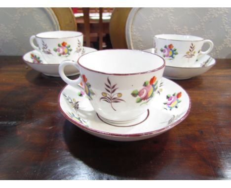 A quantity of 19th Century cups &amp; saucers with floral decoration