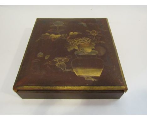 A circa 1900 Chinese lacquered tea caddy and a game box