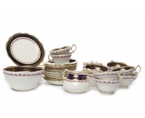 EARLY 20TH CENTURY HAMMERSLEY PART TEA SERVICE comprising eleven cups, eleven saucers, nine side plates, sugar and cream, of 