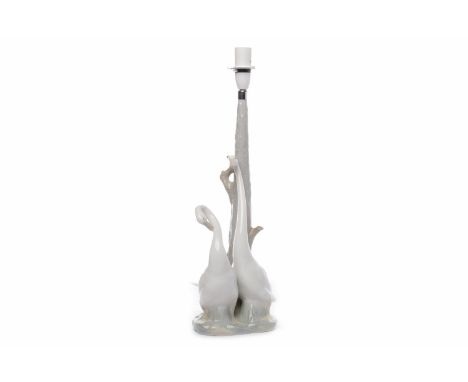 LLADRO LAMP BASE GIRL WITH MANDOLIN(1970-1985, Vicente Martinez) J-6J impressed to base, approximately 44cm high; together wi