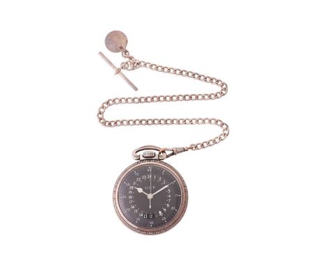 A WW2 Hamilton &amp; Co, United States Airforce GCT (4992B) Navigators pocket watch with black Arabic dial and central sweep 