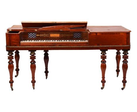 Early 19th century mahogany and rosewood square piano, by Thomas Tomkison, stamped no. 7011 inside the right-hand front side 