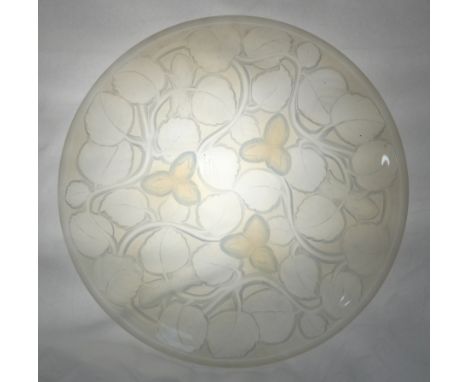 A French 20th century opalescent glass circular dish by Arrers - relief moulded with sweet chestnuts, moulded mark to base, a