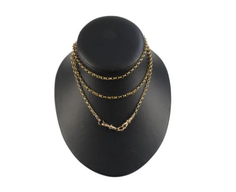 A 9ct gold muff chain - 101cm long, 22.2g.