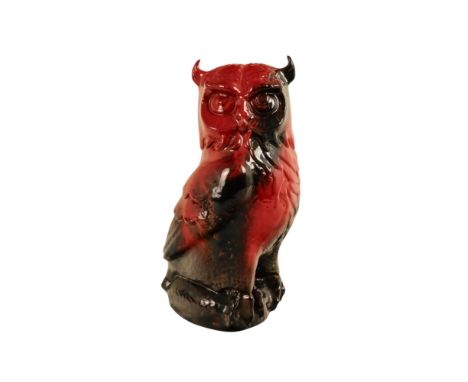 A Royal Doulton veined flambe model of an owl - by Alan Maslankowski, 32cm high.