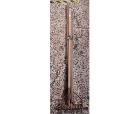 BUNDLE OF TOOLS INCL; A HOE &amp; RACK