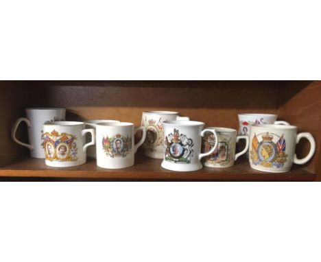 SHELF OF ROYAL COMMEMORATIVE MUGS