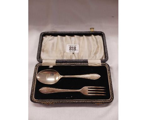 A BOXED SILVER CHILD'S SPOON &amp; FORK