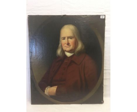 18th CENTURY ENGLISH SCHOOL PORTRAIT OF A GENTLEMAN OIL ON CANVAS LAID ON BOARD  76 X 63.5CM  