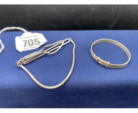 SILVER BABY BANGLE WITH SILVER TIE CLIP