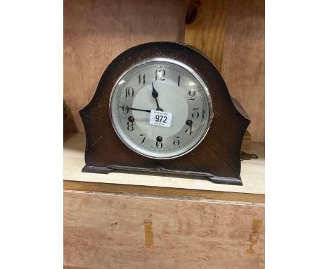 WOOD CASED MANTEL CLOCK WITH WESTMINSTER CHIME &amp; A TRAVEL CLOCK A/F