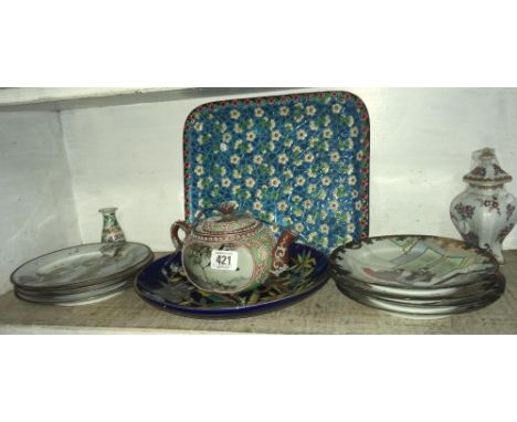 SHELF OF ORIENTAL CHINAWARE