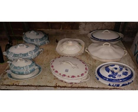 SHELF OF MISC TUREEN'S WITH LIDS