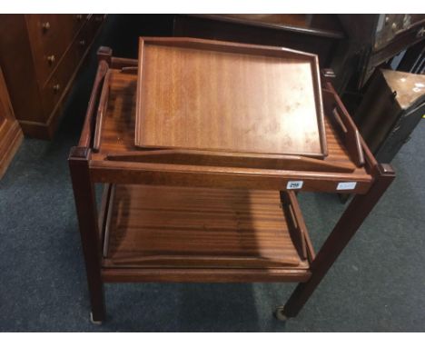 TEAK TEA TROLLEY &amp; A VINTAGE TROUSER PRESS