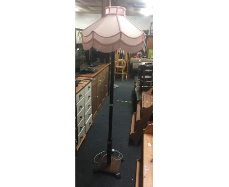 ART DECO OAK STANDARD LAMP &amp; SHADE