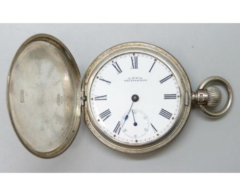 A silver Waltham full hunter pocket watch, Birmingham 1904