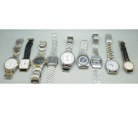 A collection of watches including Cronel, Timex, Casio and Citizen