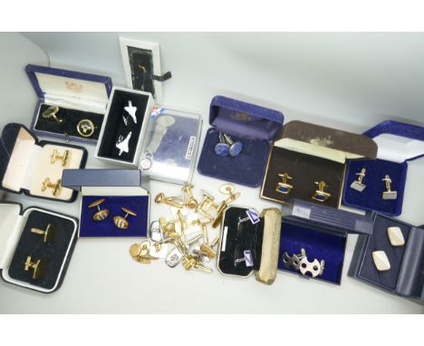 Twenty-four pairs of cufflinks including Concorde and Masonic 