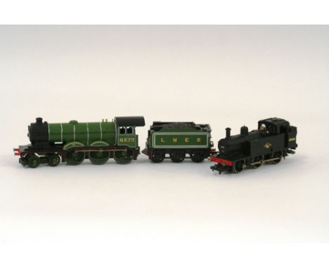 A Hornby 4-6-0 engine and tender, B12 Class, LNER green 8572 and 0-6-0 Jinty tank engine, BR black 47646 - see illustration
