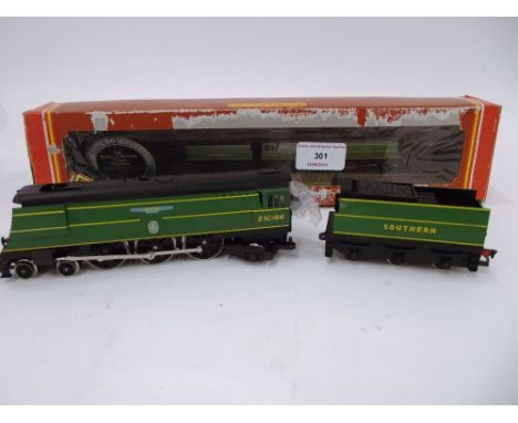A Hornby R374 4-6-2 engine and tender, "Spitfire", lined green 21C166 Southern, with instructions, box face scuffed, (B.D.N.M